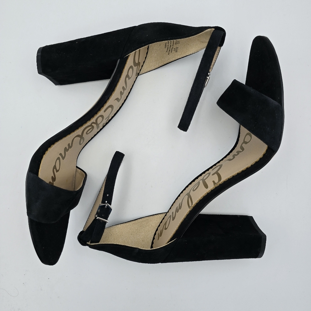 Sam Edelman Yaro Block Heel Ankle Strap Sandals, Black Suede, Women's 11M - Picture 16 of 16